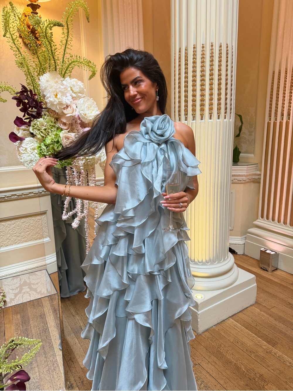 Mac Duggal Trapeze ruffle layered gown